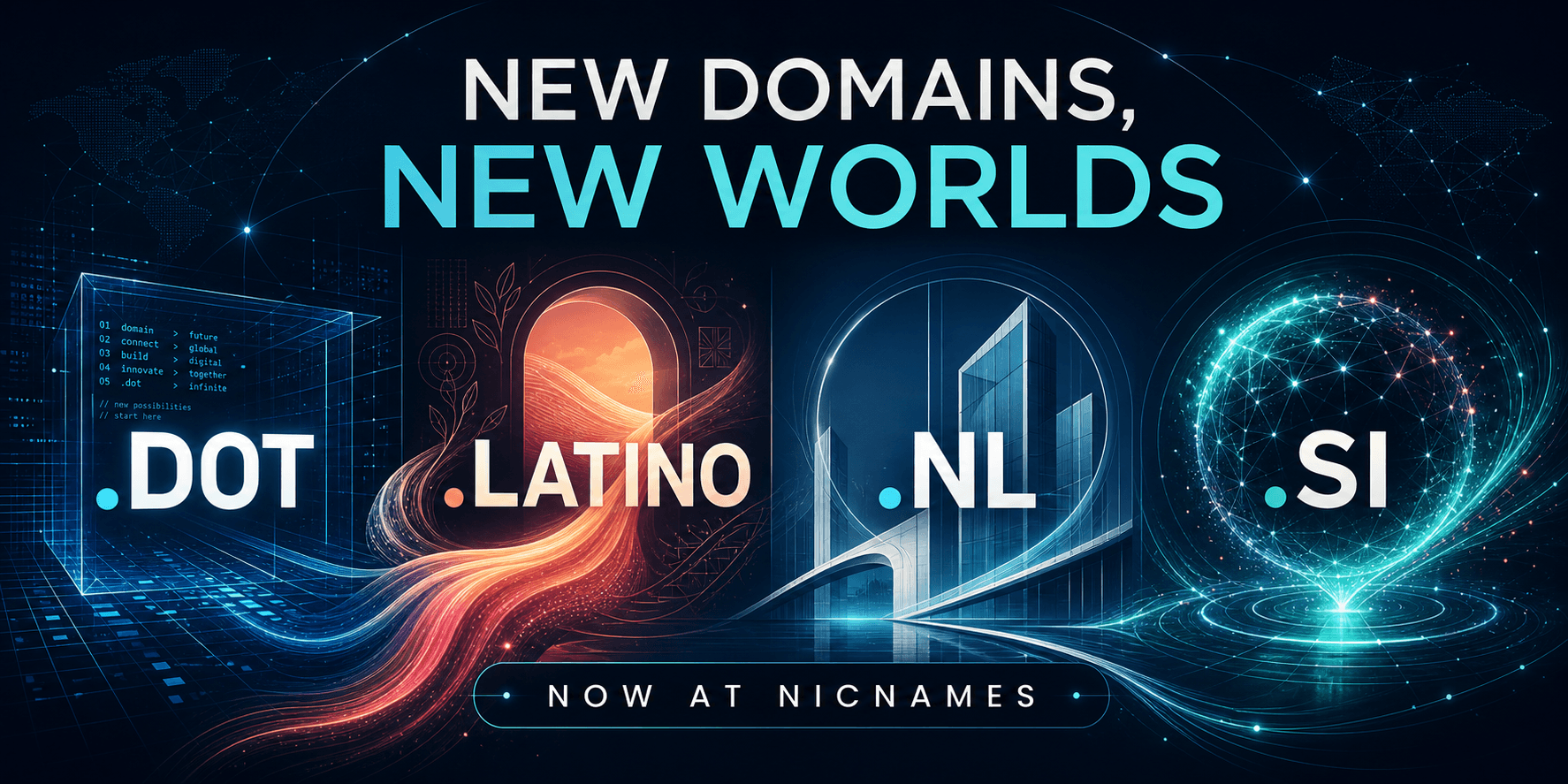 Four New Domain Extensions Are Now on NicNames: .DOT, .LATINO, .NL, and .SI